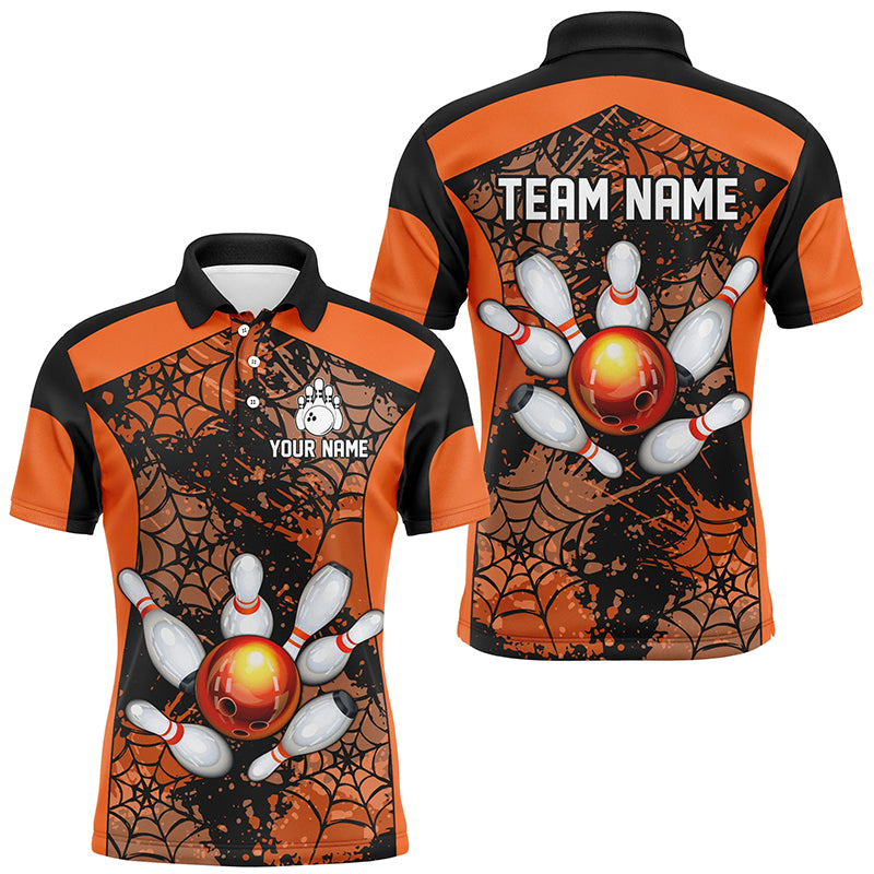 Orange Bowling Shirt for Men Spider Bowling Shirt Customized Polo Shirt Unisex QZT288
