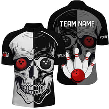 Load image into Gallery viewer, Skull Bowling Shirt for Men Custom Bowling Jersey Bowling 1/4 Zip Shirt Bowling Team League QZT293