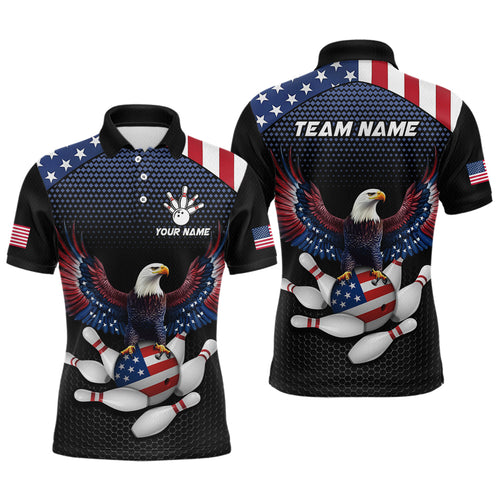 Custom Eagle Bowling Team Shirt American Bowling Polo Jersey for Men Women QZT658