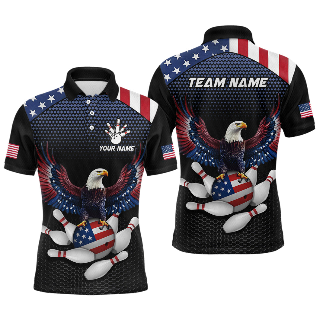 Custom Eagle Bowling Team Shirt American Bowling Polo Jersey for Men Women QZT658