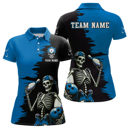 Personalized Skeleton Bowling Shirt for Women Skull Bowling Jersey Polo Bowling Shirt QZT407