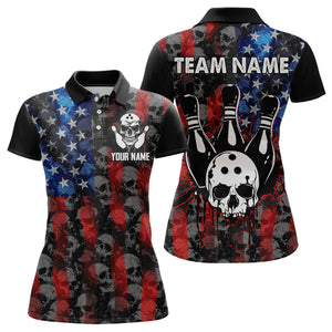 Custom Skull Polo Bowling Shirt for Men & Women American Bowling Team League QZT603