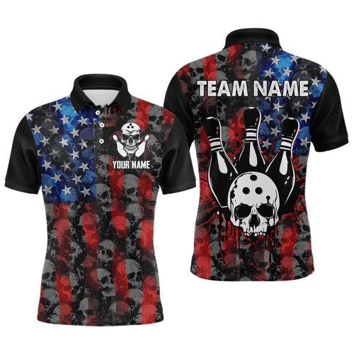 Custom Skull Polo Bowling Shirt for Men & Women American Bowling Team League QZT603