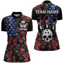 Load image into Gallery viewer, Custom Skull Quarter-Zip Bowling Shirt for Men &amp; Women Bowling Team League QZT603