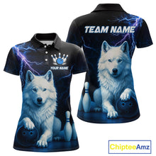 Load image into Gallery viewer, Custom Bowling Shirts for Women White Wolf Bowling Polo Jersey Thunder Bowling Outfit QZT701