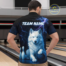 Load image into Gallery viewer, Custom Bowling Shirts for Men White Wolf Bowling Polo &amp; Quarter-Zip Jersey Thunder Bowling Outfit QZT701