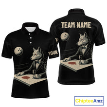 Load image into Gallery viewer, Personalized Black Wolf Bowling Jersey for Men Bowling Team Shirt Polo &amp; 1/4-Zip Bowling Unisex QZT702
