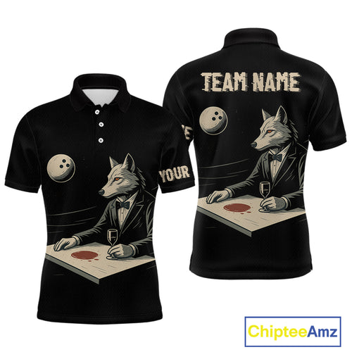 Personalized Black Wolf Bowling Jersey for Men Bowling Team Shirt Polo & 1/4-Zip Bowling Unisex QZT702