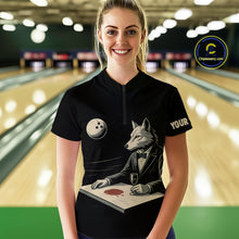 Load image into Gallery viewer, Personalized Black Wolf Bowling Jersey for Women Bowling Team Shirt Polo &amp; 1/4-Zip Bowling Unisex QZT702