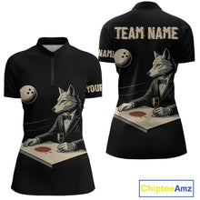 Load image into Gallery viewer, Personalized Black Wolf Bowling Jersey for Women Bowling Team Shirt Polo &amp; 1/4-Zip Bowling Unisex QZT702