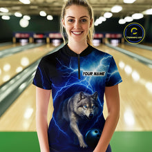 Load image into Gallery viewer, Custom Bowling Shirts for Women Thunder Bowling Jerseys Bowling Team League Polo &amp; Quarter-Zip QZT704