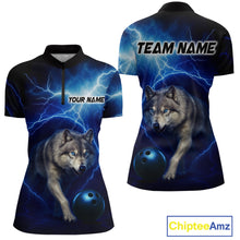 Load image into Gallery viewer, Custom Bowling Shirts for Women Thunder Bowling Jerseys Bowling Team League Polo &amp; Quarter-Zip QZT704