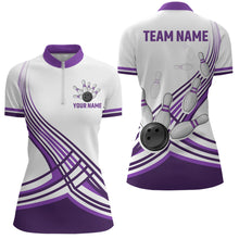 Load image into Gallery viewer, Personalized Women&#39;s Bowling Jersey Quarter Zip Bowling Team Shirts Bowling Gifts QZT502