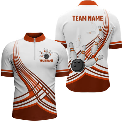 Personalized Men's Bowling Jersey Quarter Zip Bowling Team Shirts Bowling Gifts QZT502
