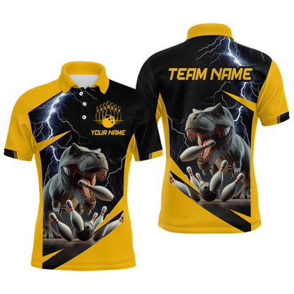 Yellow & Black Thunder Bowling Shirts Custom Bowling Polo Jersey for Men Women QZT669