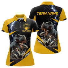 Load image into Gallery viewer, Yellow &amp; Black Thunder Dinosaur Bowling Shirts Custom Bowling Polo Jersey for Men Women QZT669