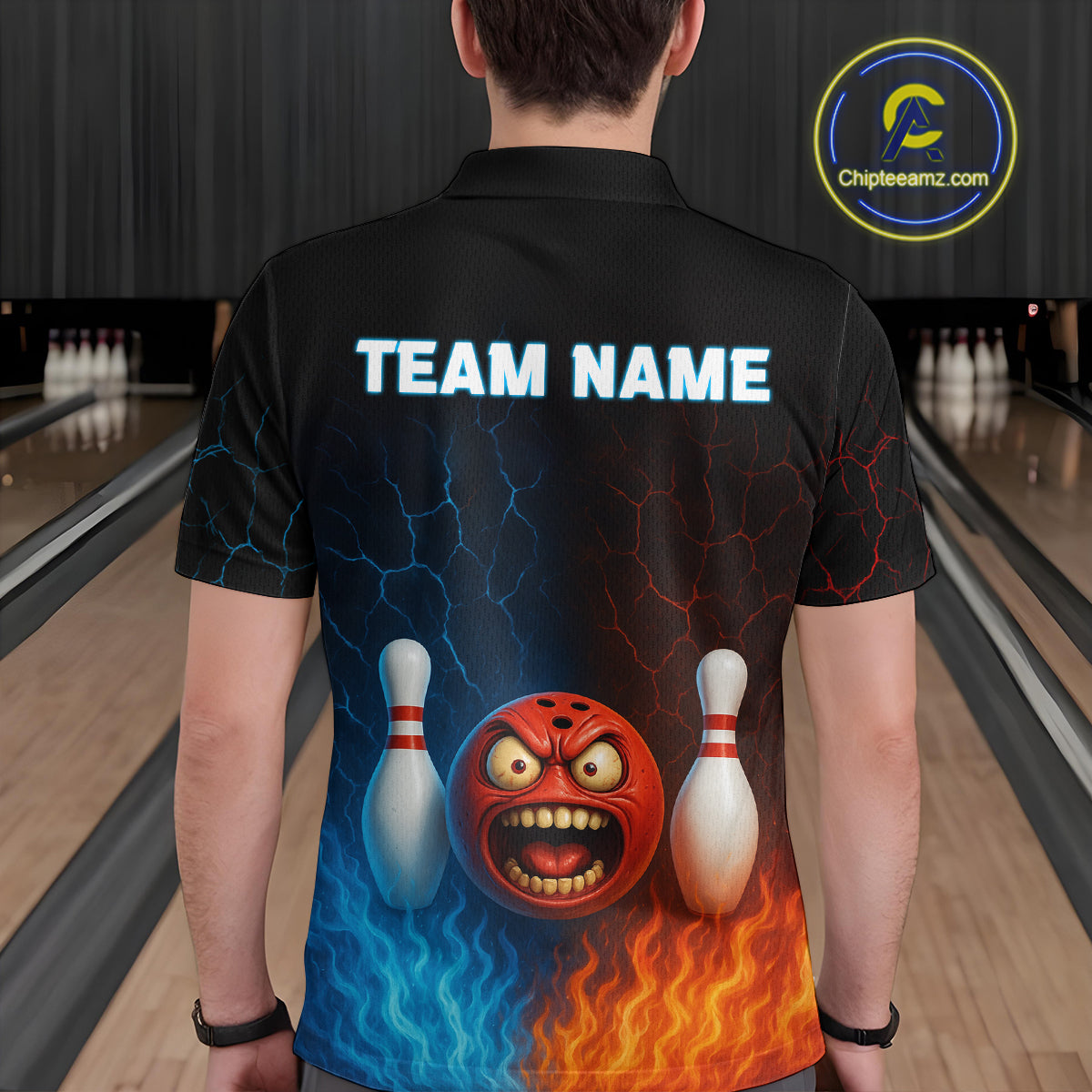 Custom Crazy Bowling Shirt for Team Flame & Water Bowling Jersey for Men Bowling Unisex QZT745