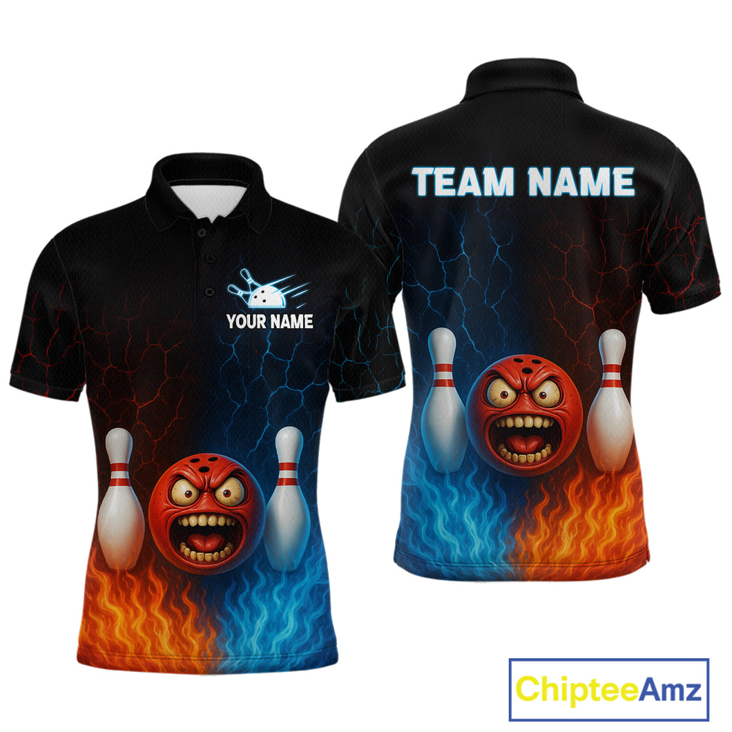 Custom 3D Crazy Bowling Shirt for Team Flame & Water Bowling Jersey for Men Polo & 1/4-Zip Bowling Unisex QZT745