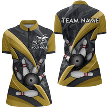 Load image into Gallery viewer, Custom 3D Bowling Team Shirts Multicolor Bowling Jersey for Women Quarter Zip QZT505