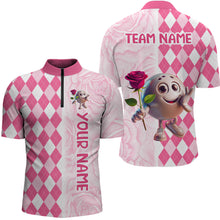 Load image into Gallery viewer, Personalized Rose Bowling Team Jersey Quarter-Zip Bowling Shirt for Couples QZT611