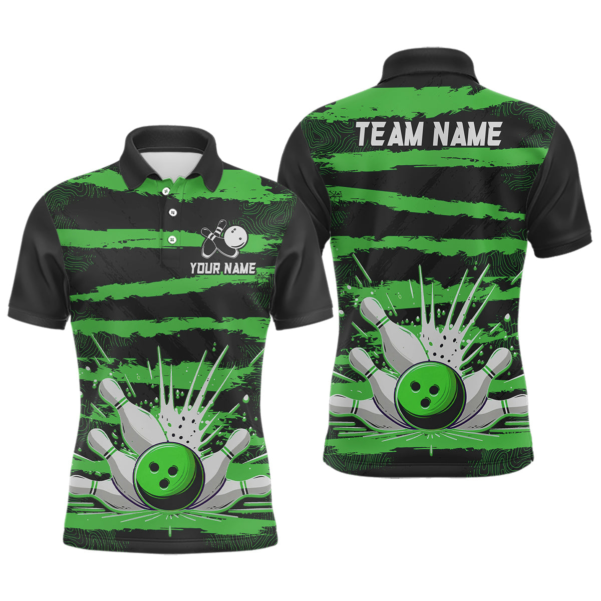 Men Camo Bowling Shirts Polo Custom Bowling Team Jersey League Multicolor QZT472