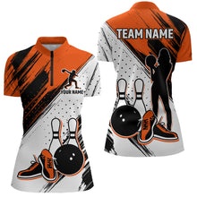 Load image into Gallery viewer, Personalized Women Quarter Zip Bowling Shirts Camo Bowling Team Jersey Multicolor QZT477