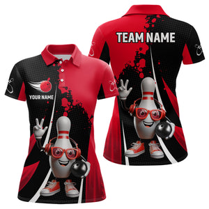 Custom Funny Bowling Shirts for Women Music Bowling Team Jersey Polo League QZT478