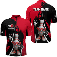 Load image into Gallery viewer, Custom Funny Bowling Shirts for Men Music Bowling Team Jersey Quarter Zip League QZT478