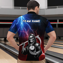 Load image into Gallery viewer, Thunder Bowling Shirt| Grim Reaper Bowling Jersey, Custom Bowling for Men Quarter-Zip Bowling Shirt QZT405