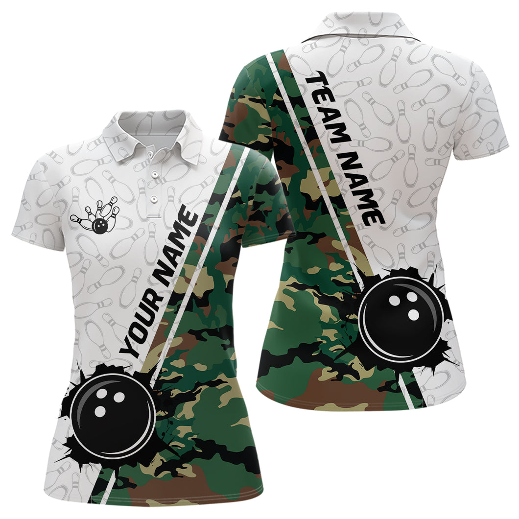 Personalized Bowling Shirts for Women Camouflage Polo Bowling Team Jersey QZT441