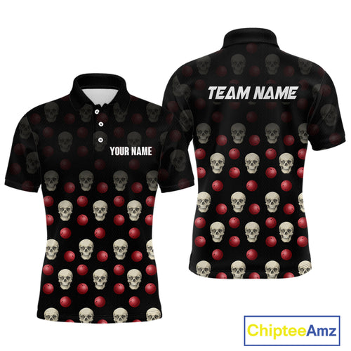 Skull Bowling Shirt Personalized Polo Bowling Team jersey Pattern Bowling League QZT690