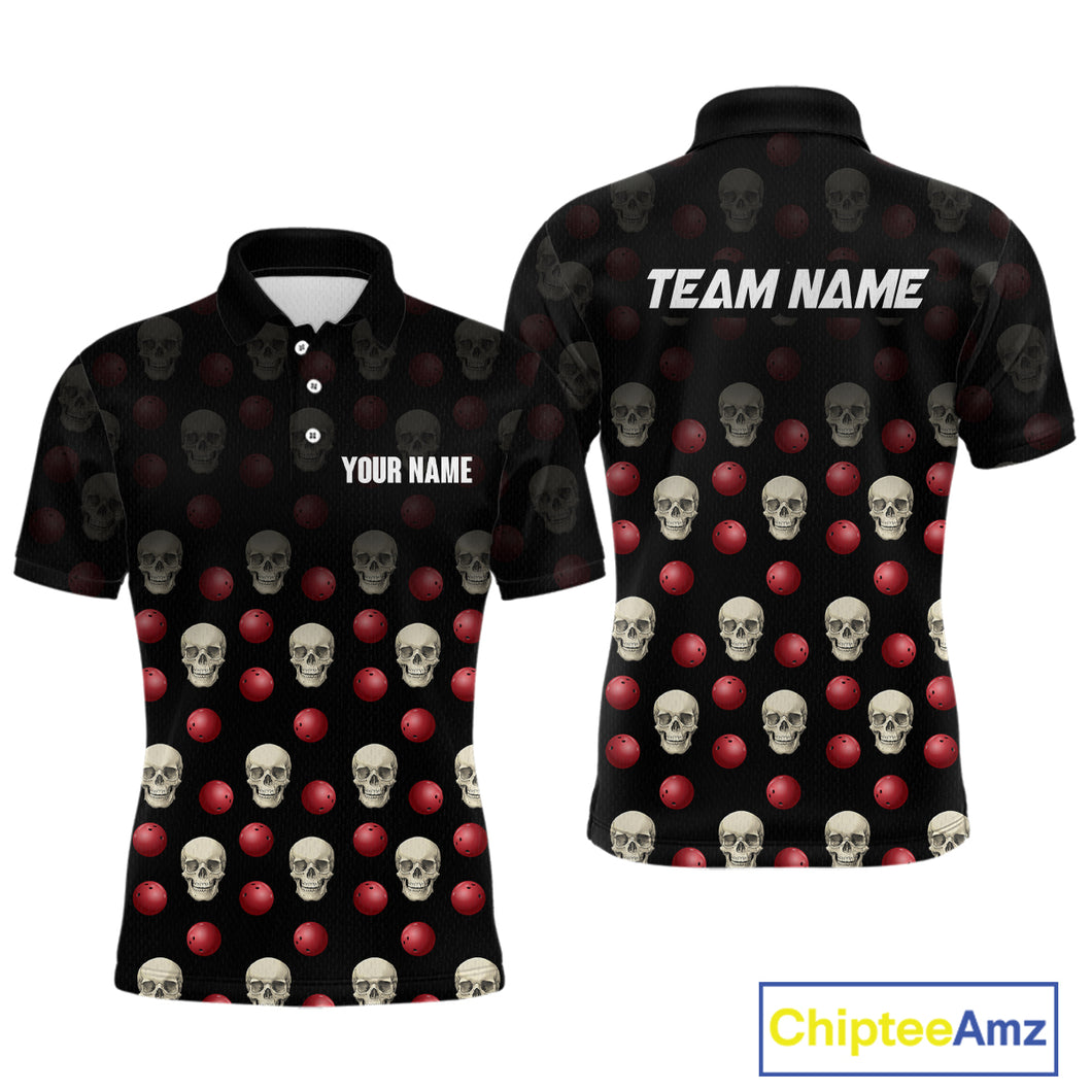 Skull Bowling Shirt Personalized Polo Bowling Team jersey Pattern Bowling League QZT690