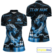 Load image into Gallery viewer, Ice Dragon Bowling Shirt Custom Bowling Team League Quarter-Zip Bowling Jersey Bowlers Gift QZT692