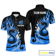 Load image into Gallery viewer, Custom Blue Flame Cobra Snake Bowling Shirt Polo Bowling Team League Bowling Jersey QZT694