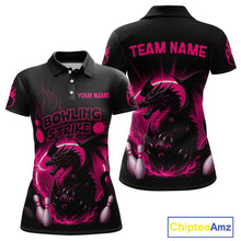 Load image into Gallery viewer, Pink Flame Dragon Bowling Shirt Custom Strike Bowling Team Jersey for Women Uniform QZT726