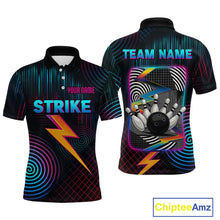 Load image into Gallery viewer, Bowling Shirt Strike Neon Lightning Custom Team Jersey for Men Graphic Bowling Uniform QZT727