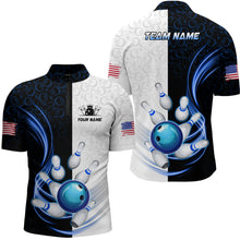 Load image into Gallery viewer, Custom Bowling Shirts for Men Camo Bowling Jersey 1/4 Zip Bowling Team League QZT449