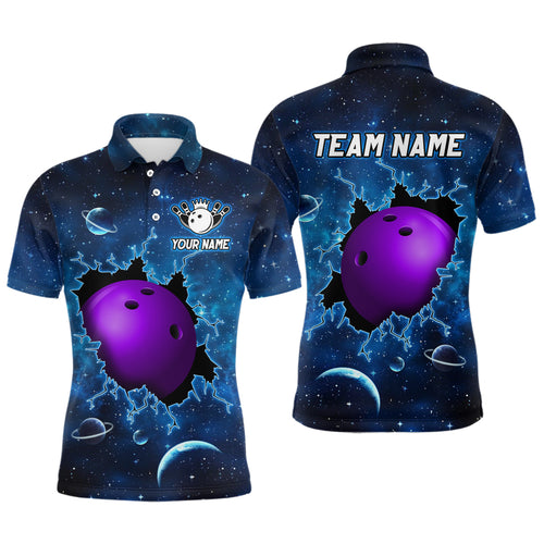 Custom 3D Bowling Polo Shirt Purple & Blue Bowling Team Jersey Unisex Bowling Outfit QZT584