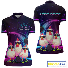 Load image into Gallery viewer, Neon Funny Family Chicken Bowling Team Shirt for Women Bowling League Jersey Outfit Polo &amp; 1/4-Zip QZT761