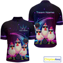 Load image into Gallery viewer, Neon Funny Family Chicken Bowling Team Shirt for Men Bowling League Jersey Outfit Polo &amp; 1/4-Zip QZT761