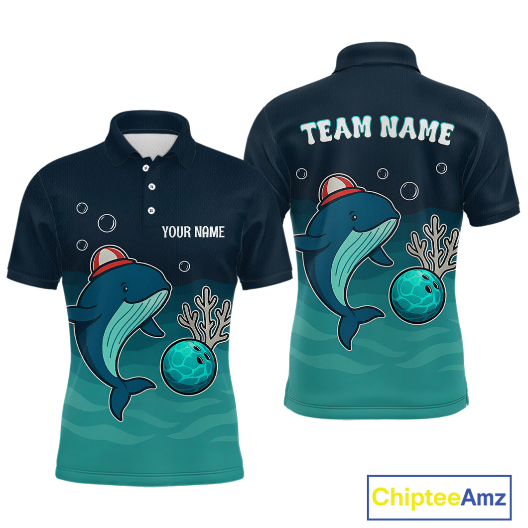 Custom Dolphin Bowling Shirt Summer Bowling Team League Polo Bowling Outfit QZT699
