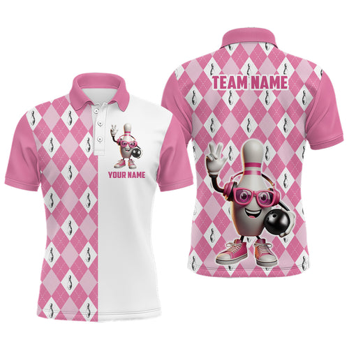 Music Bowling Team Shirts Custom Pink Bowling Jerseys for Men Polo for Bowlers QZT454