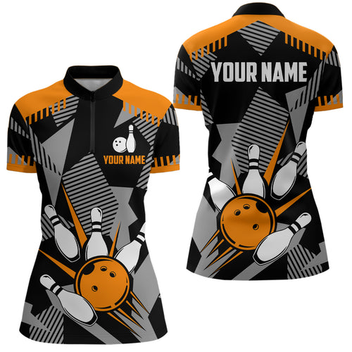Custom 3D Bowling Team Shirts Camo Bowling Jersey for Women 1/4 Zip Bowling Gifts QZT494