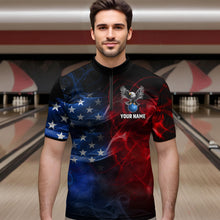 Load image into Gallery viewer, Personalized American Bowling Shirts Men Women Eagle 1/4 Zip Bowling Team Jersey QZT543