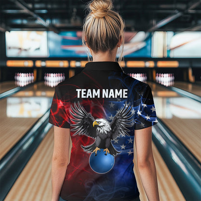 Personalized American Bowling Shirts Men Women Eagle 1/4 Zip Bowling Team Jersey QZT543