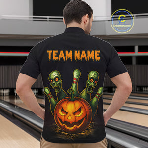 Custom Zombie Pumpkin Bowling Jersey for Men Halloween Bowling Team Shirt Bowling Gifts QZT730