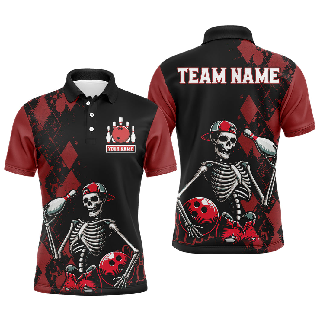 Custom Bowling Polo Shirt for Men Women Skull Bowling Jersey Bowling Team League QZT47-6