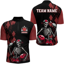 Load image into Gallery viewer, Custom Bowling 1/4-Zip Shirt for Men Women Skull Bowling Jersey Bowling Team League QZT47-6