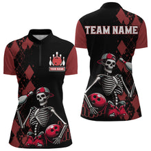 Load image into Gallery viewer, Custom Bowling 1/4-Zip Shirt for Men Women Skull Bowling Jersey Bowling Team League QZT47-6