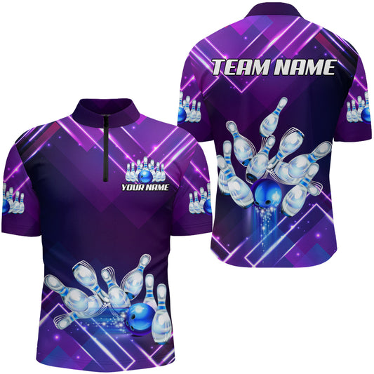 Custom Bowling Shirt for Men Bowling Jersey Bowling Team League Quarter-Zip Shirt QZT99-3